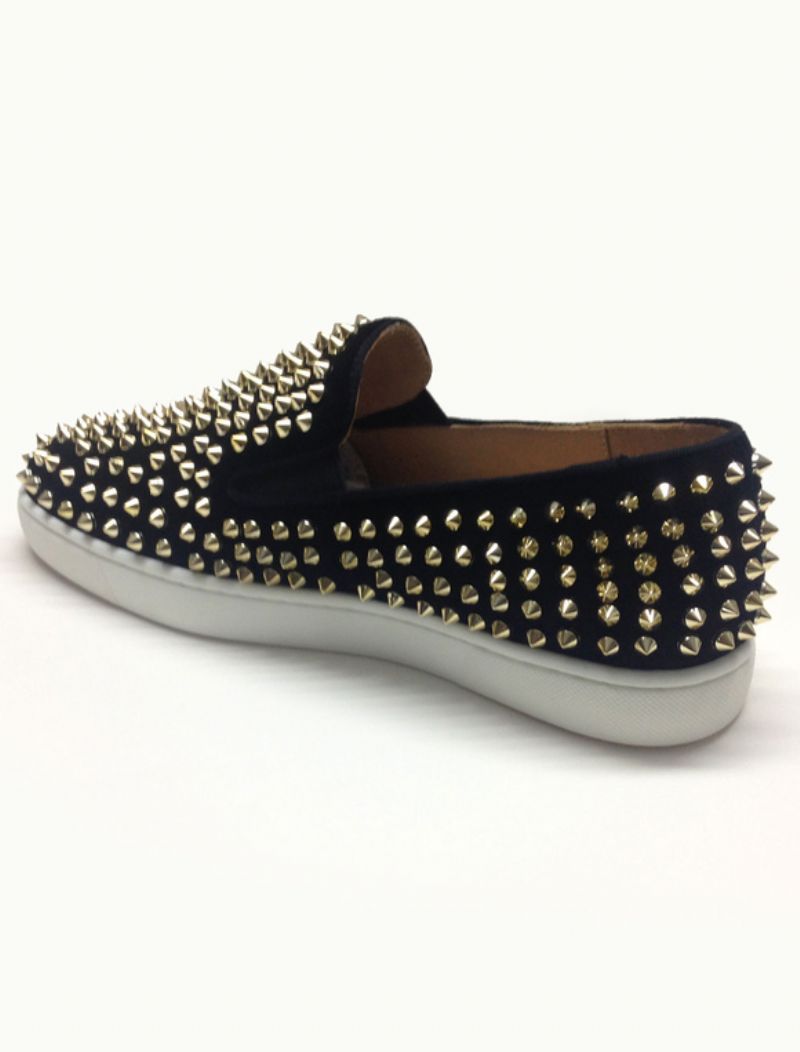 Herr Svarta Mockanitar Flat Slip-on Sneakers - Svart