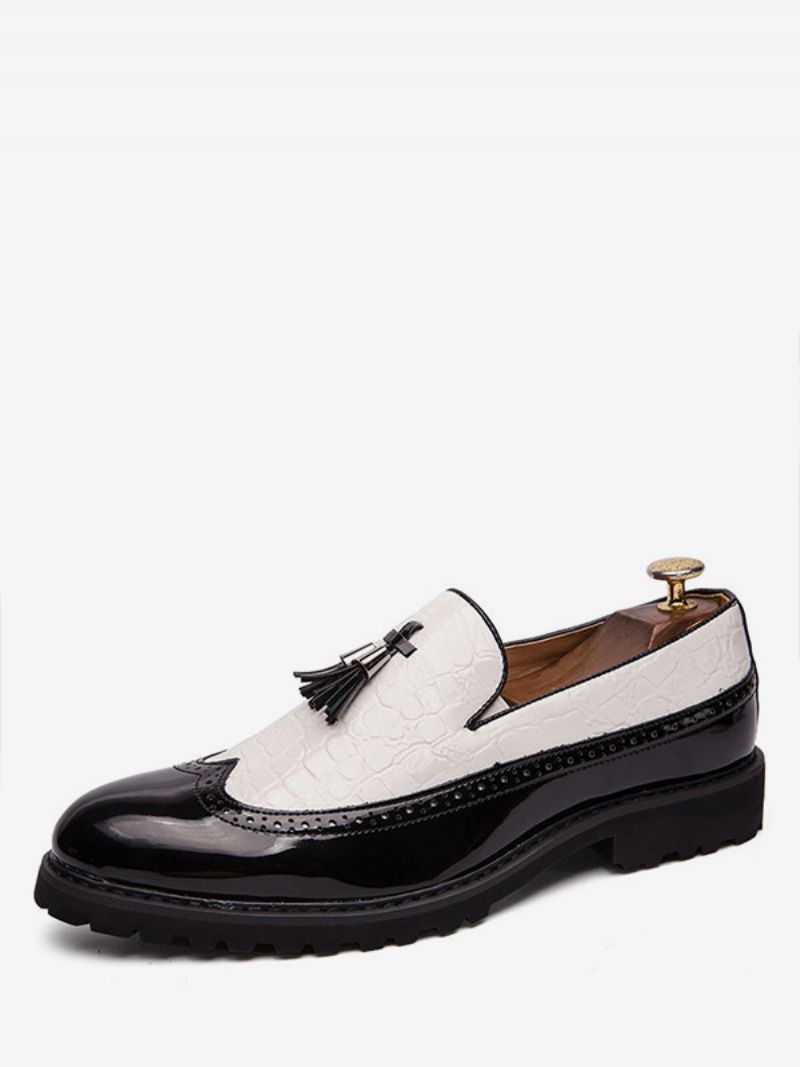 Herr Svartvita Loafers Med Vingspetsar Taseel Slip-on Formell Balfestskor