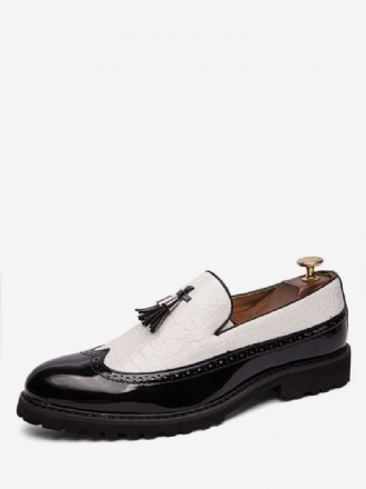 Herr Svartvita Loafers Med Vingspetsar Taseel Slip-on Formell Balfestskor