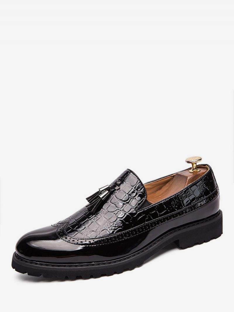 Herr Svartvita Loafers Med Vingspetsar Taseel Slip-on Formell Balfestskor - Svart