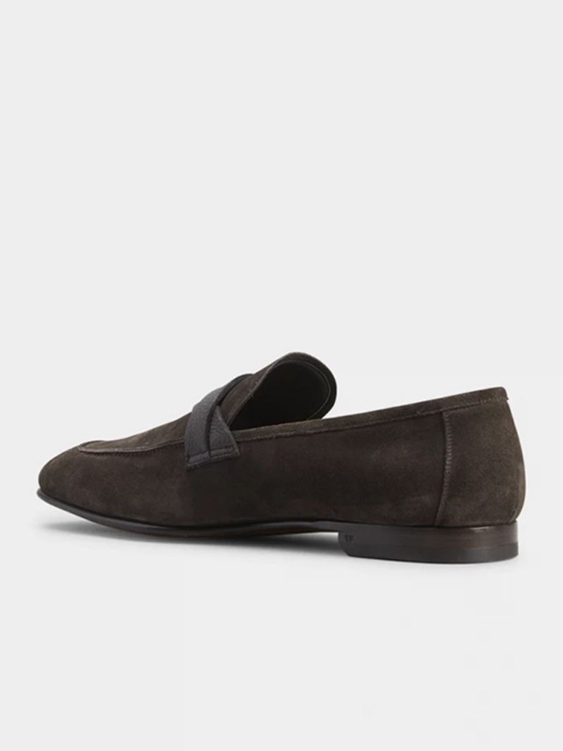 Herr Twisted Mocka Penny Loafers Rund Toe Prom Party Bröllopsskor - Lin