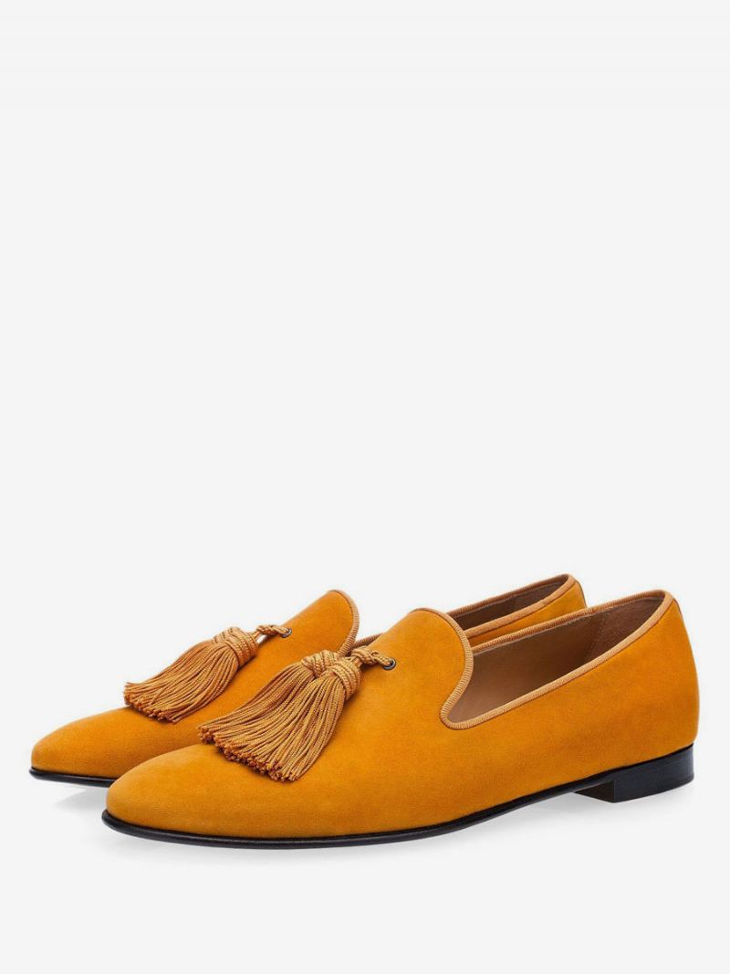 Herrskor Senap Slip-on Tassel Loafers I Slipper Balfest Bröllopsskor