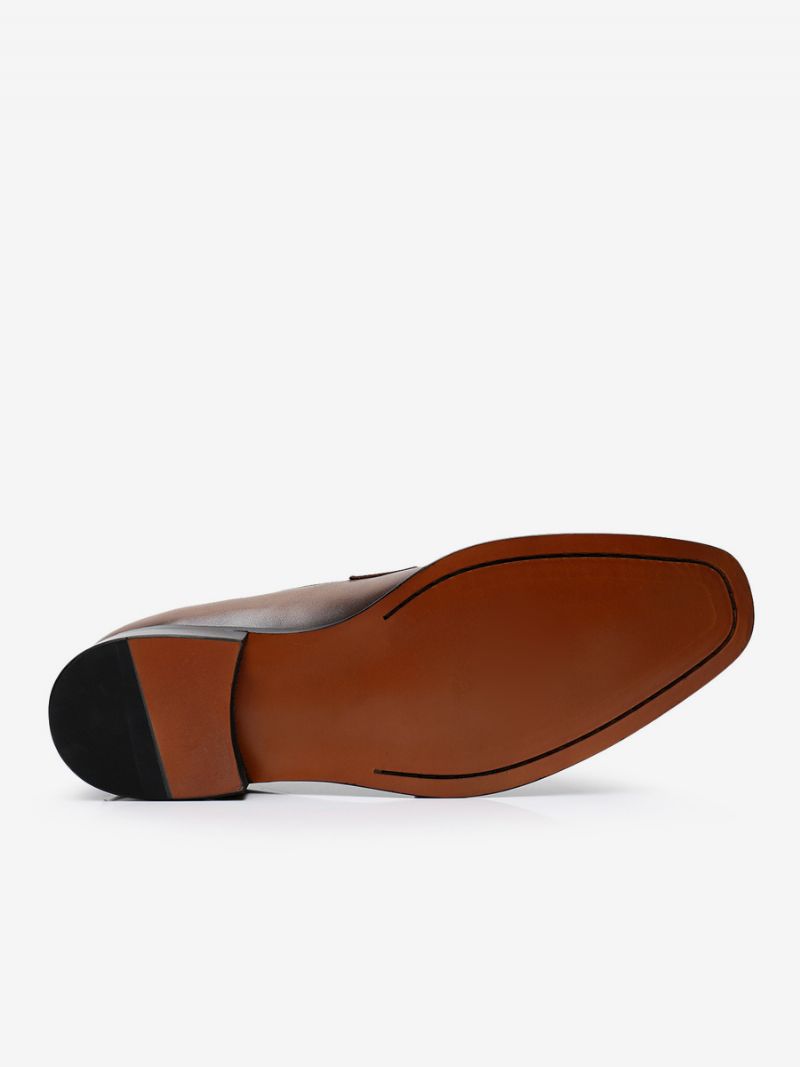 Loafer Kohud För Män Slip-on Brwon Prom Bröllopsskor - Kaffe Brun