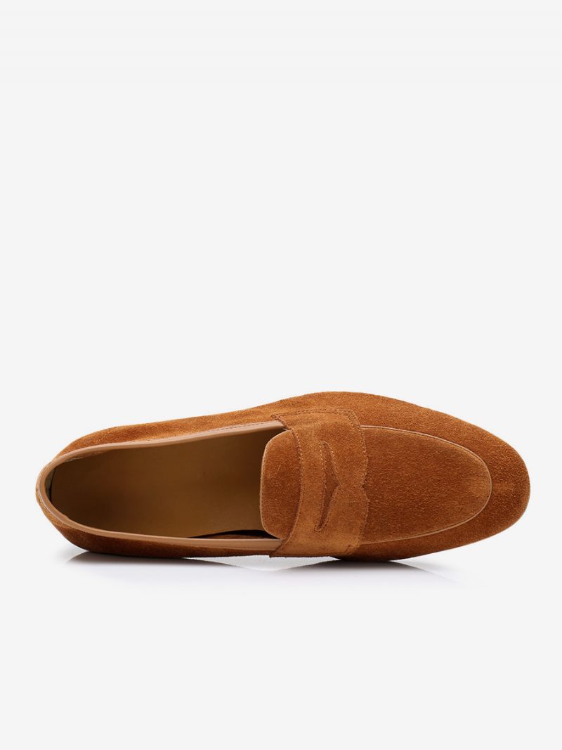 Loafer Kohud För Män Slip-on Prom Bröllopsskor - Kaffe Brun