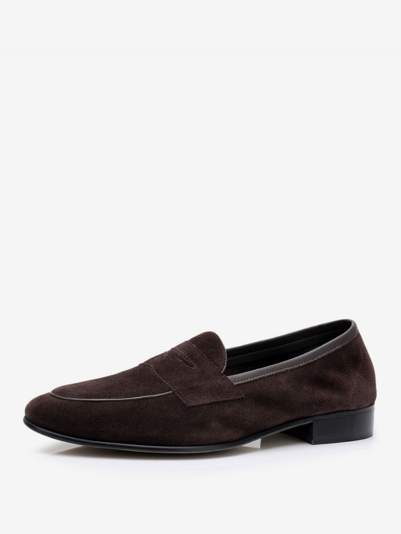 Loafer Kohud För Män Slip-on Prom Bröllopsskor - Choklad