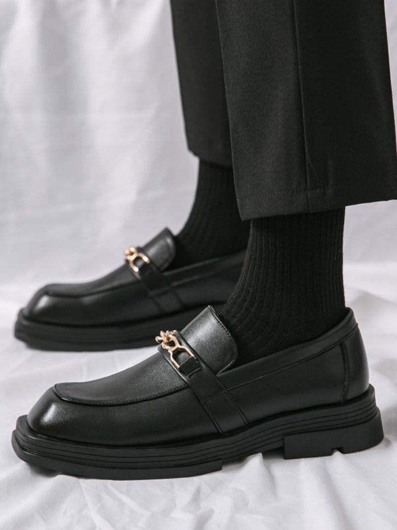 Loafer Skor För Herr Pu Läder Metall Detaljer Slip-on - Svart