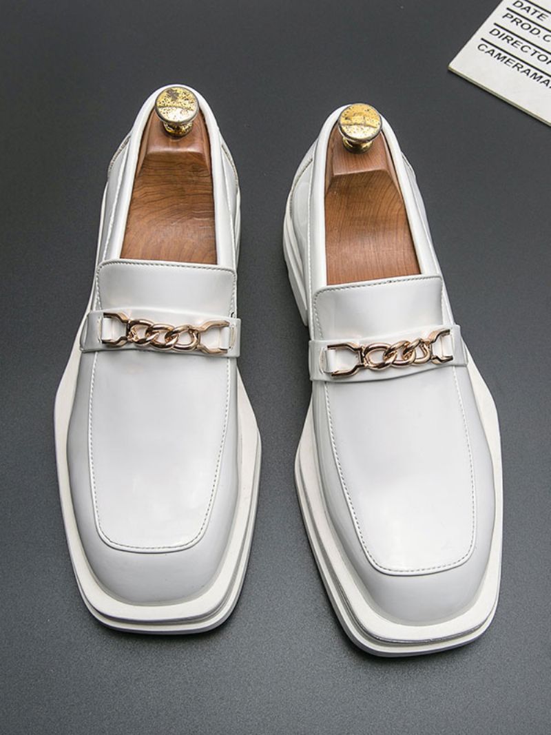 Loafer Skor För Herr Pu Läder Metall Detaljer Slip-on - Vit