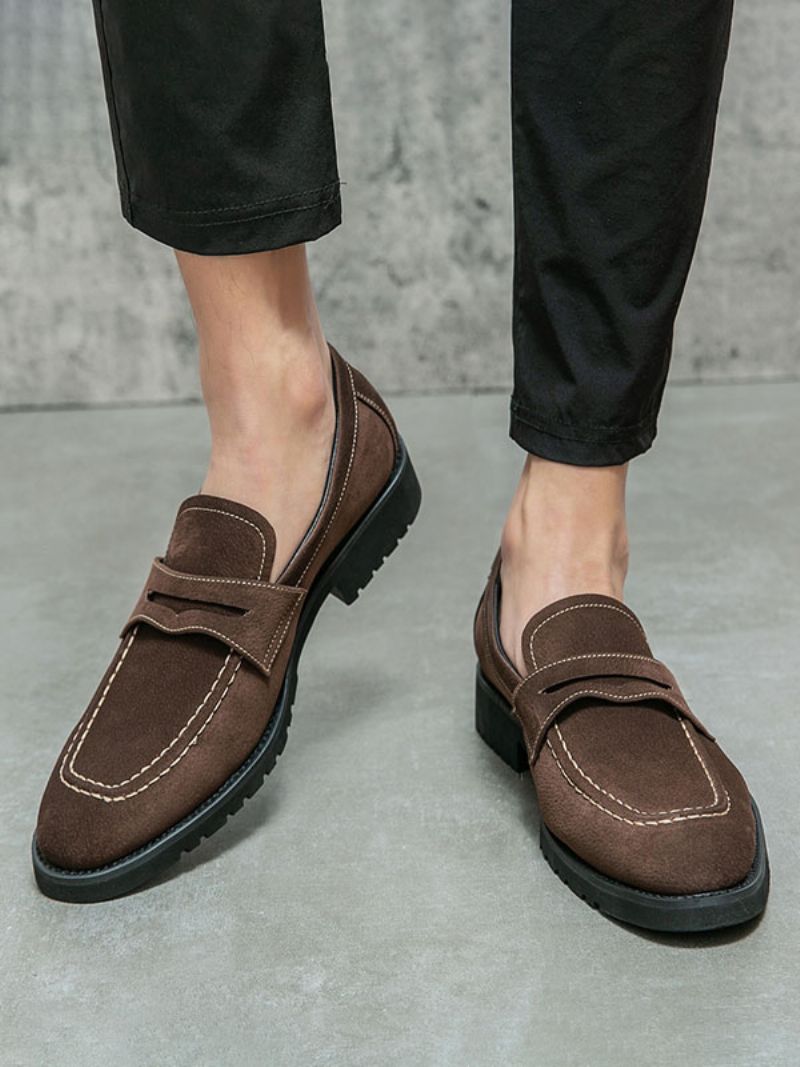 Loafer Skor För Herr Pu Läder Monk Strap Slip-on Prom Party - Kaffe Brun