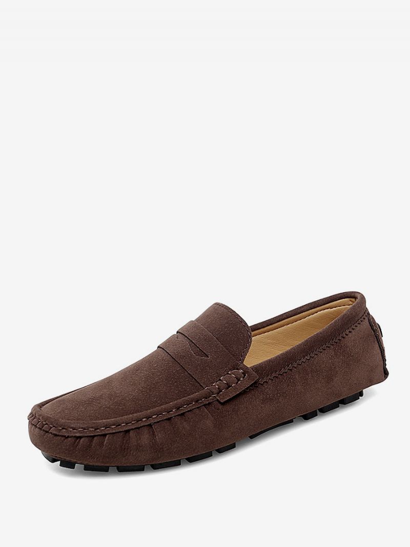 Loafer Skor För Herr Rund Toe Slip-on Körskor - Kaffe Brun