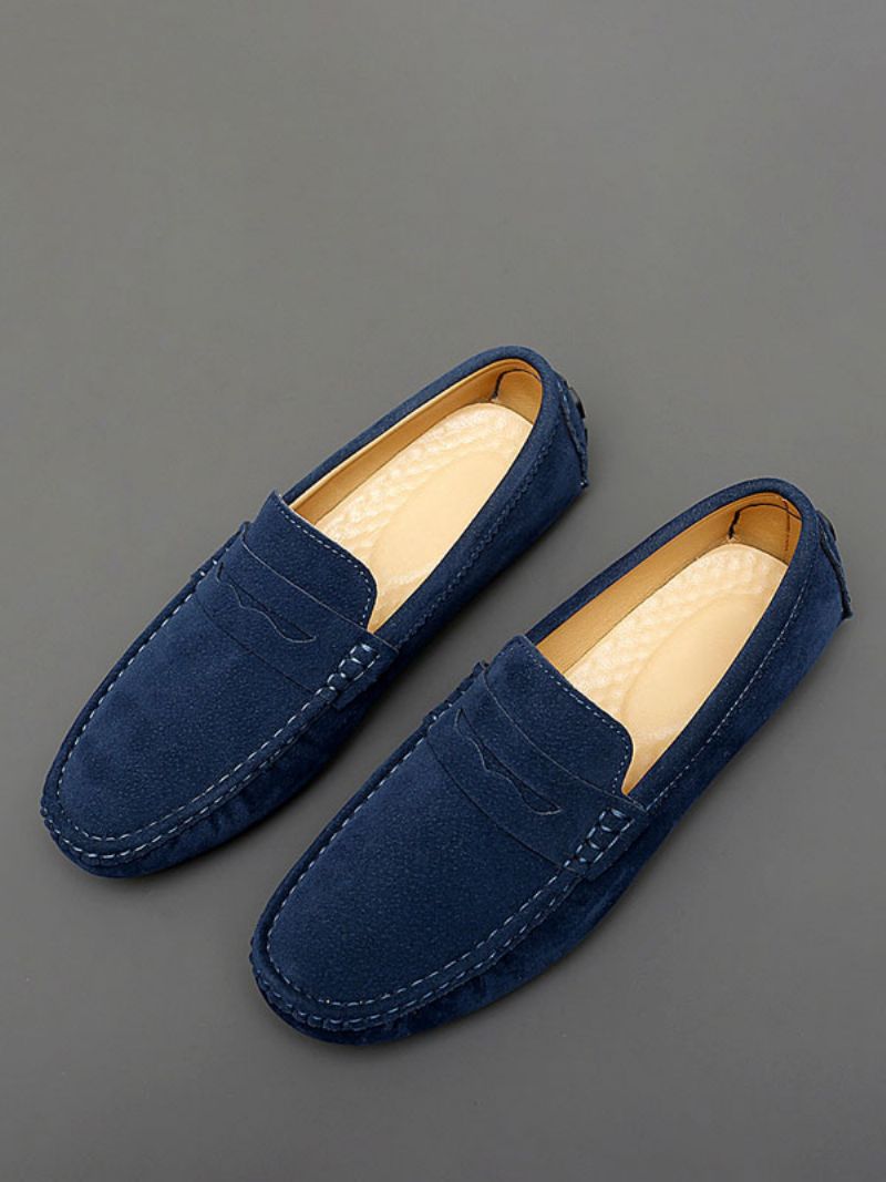 Loafer Skor För Herr Rund Toe Slip-on Körskor - Blå