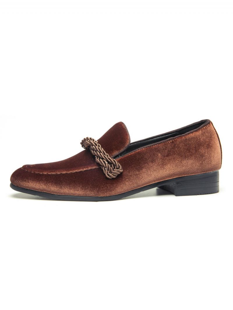 Loafer Skor För Män Slip-on Monk Strap Rund Tå - Kaffe Brun