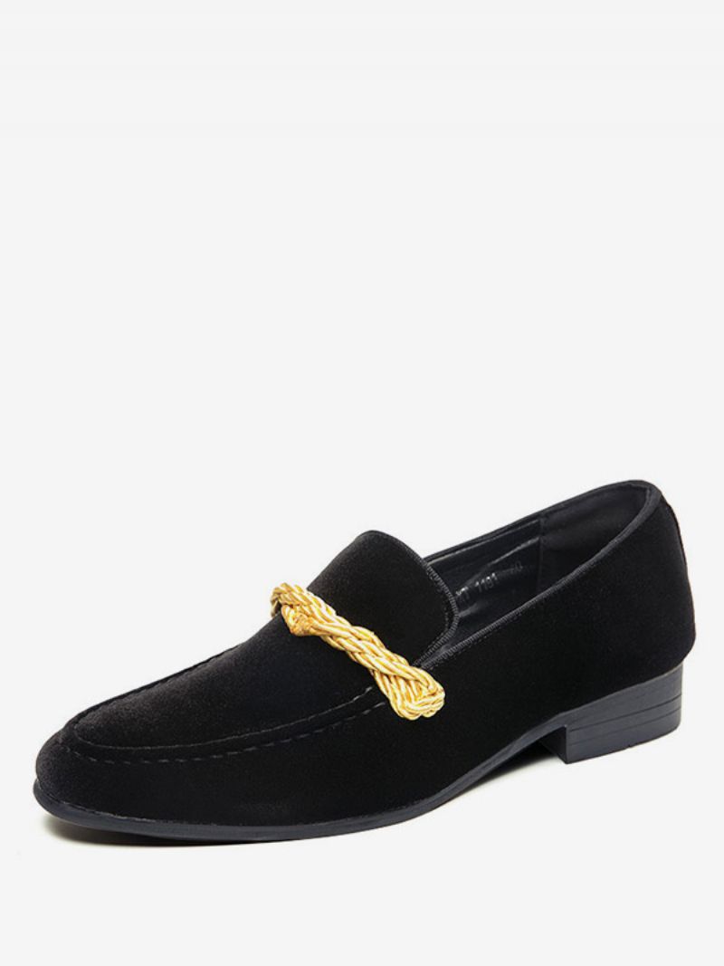 Loafer Skor För Män Slip-on Monk Strap Rund Tå - Svart