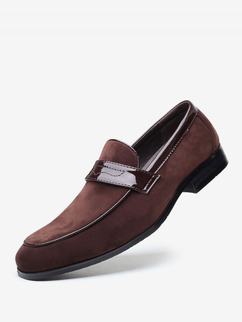 Loafer Skor För Män Slip-on Monk Strap Rund Toe Pu Läder - Kaffe Brun