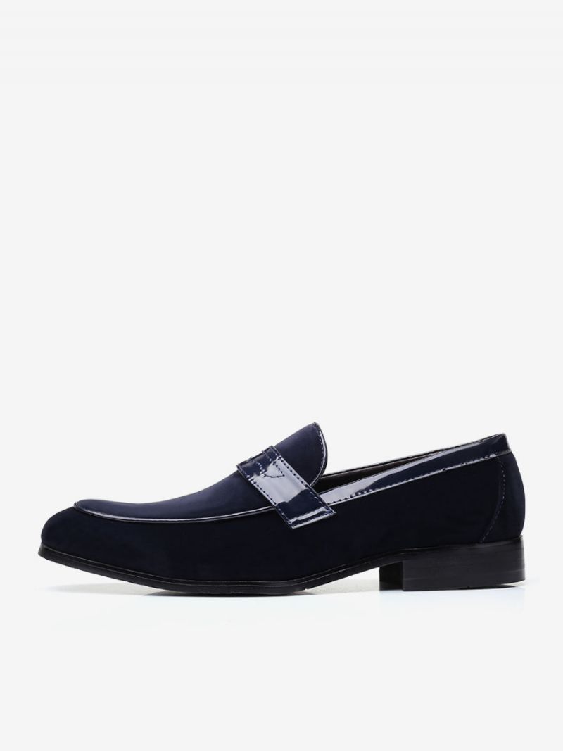 Loafer Skor För Män Slip-on Monk Strap Rund Toe Pu Läder - Blå