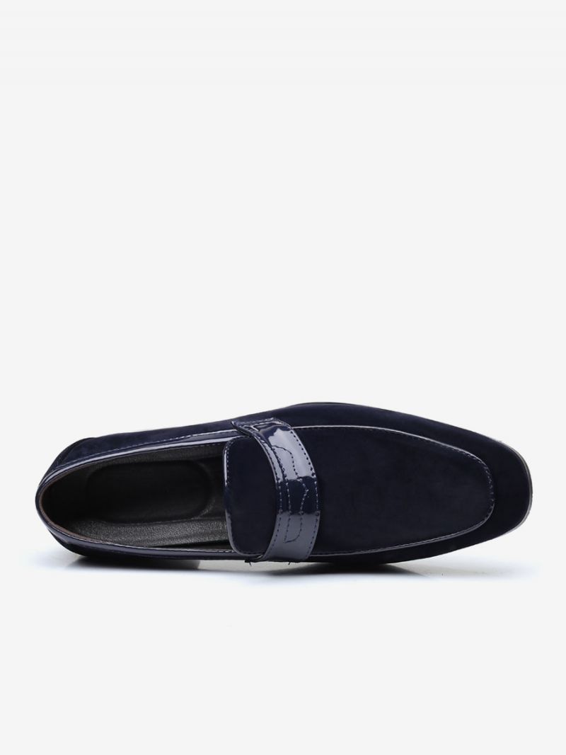 Loafer Skor För Män Slip-on Monk Strap Rund Toe Pu Läder - Blå