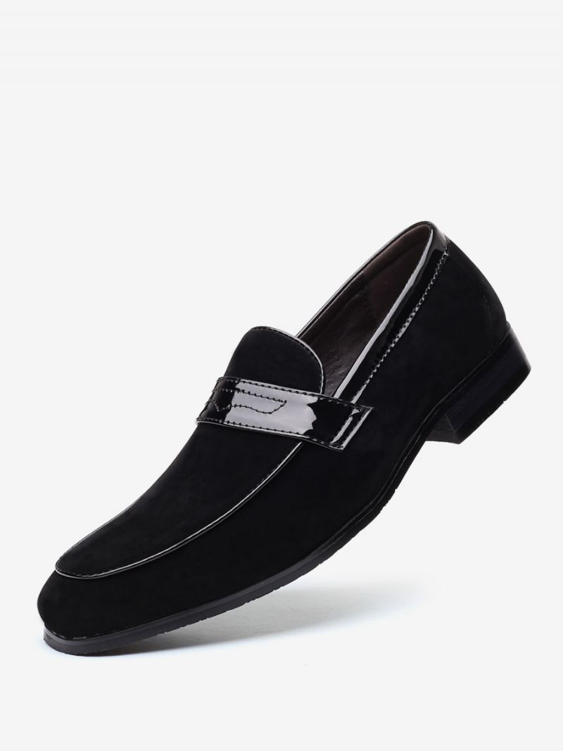 Loafer Skor För Män Slip-on Monk Strap Rund Toe Pu Läder - Svart