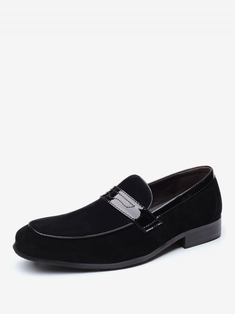 Loafer Skor För Män Slip-on Monk Strap Rund Toe Pu Läder - Svart