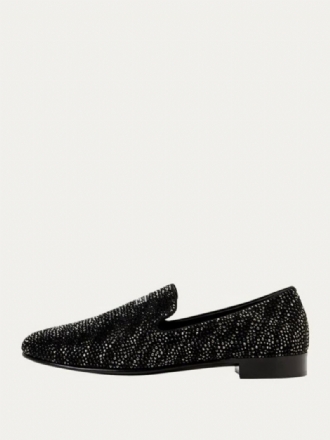 Loaferskor För Män Mocka Svart Kristall Rhinestones Sliiper Slip-on Bal Party Bröllopssko