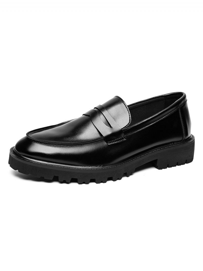 Loaferskor För Män Mysig Pu-läder Monk Strap Slip-on - Svart