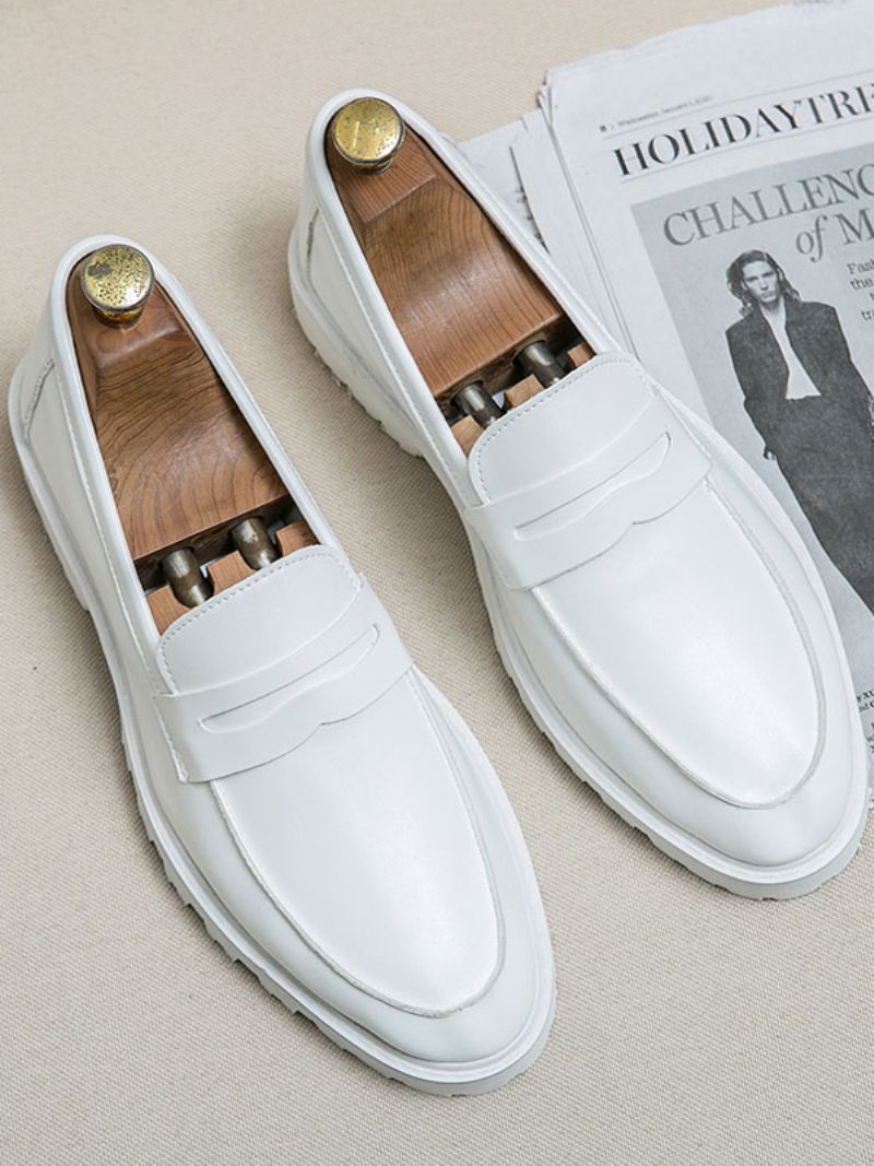 Loaferskor För Män Mysig Pu-läder Monk Strap Slip-on - Vit