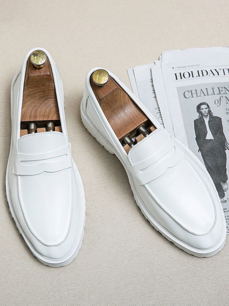 Loaferskor För Män Mysig Pu-läder Monk Strap Slip-on - Vit