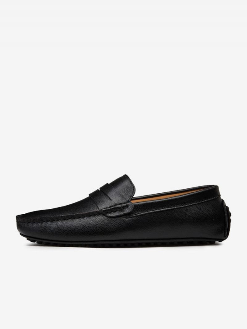 Loaferskor För Män Slip-on Monk Strap Rund Tå Pu-läder Körskor - Svart