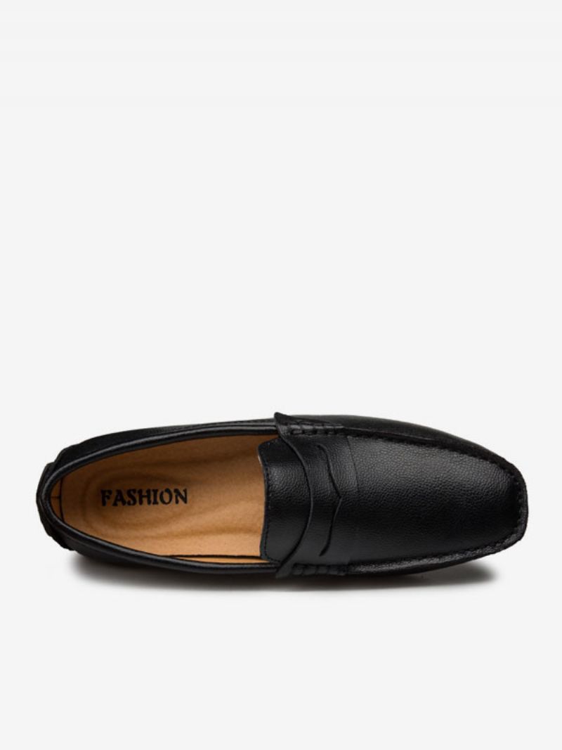 Loaferskor För Män Slip-on Monk Strap Rund Tå Pu-läder Körskor - Svart