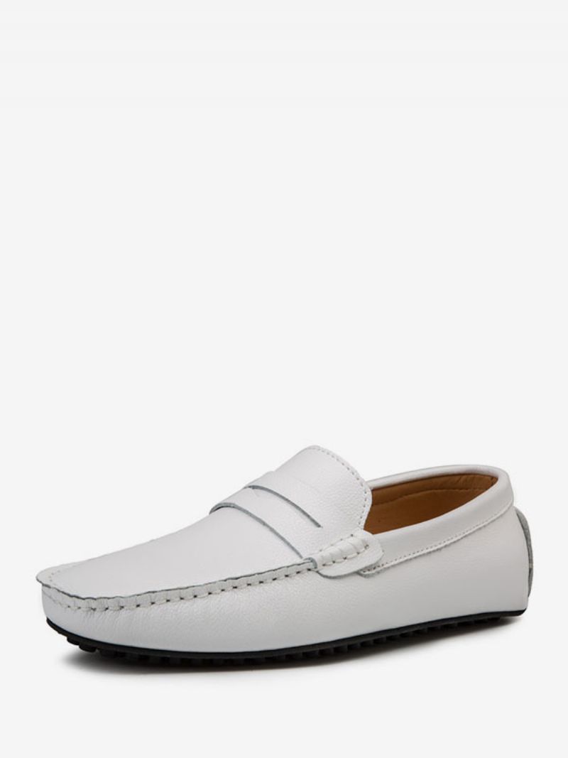 Loaferskor För Män Slip-on Monk Strap Rund Tå Pu-läder Körskor - Vit