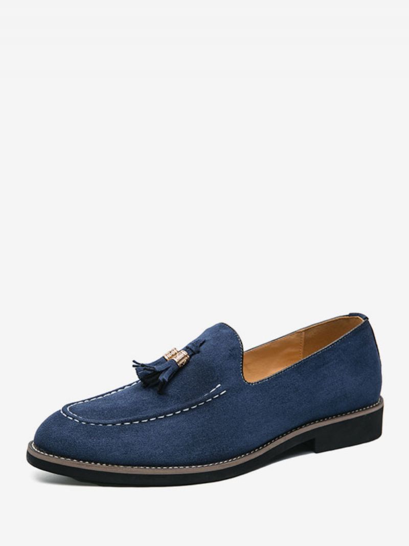 Loaferskor För Män Slip-on Pom Poms Rund Tå Pu-läder - Blå