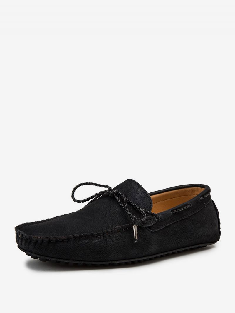 Loaferskor För Män Slip-on Round Toe Pu-läder - Svart