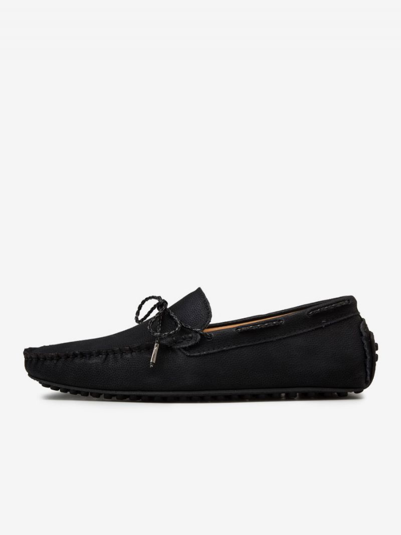 Loaferskor För Män Slip-on Round Toe Pu-läder - Svart