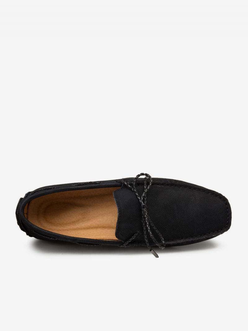 Loaferskor För Män Slip-on Round Toe Pu-läder - Svart