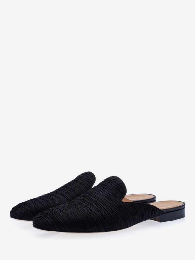 Män Herr Svart Mocka Loafer Mules Slip-on Skor