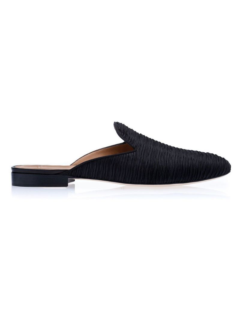 Män Herr Svart Mocka Loafer Mules Slip-on Skor - Svart