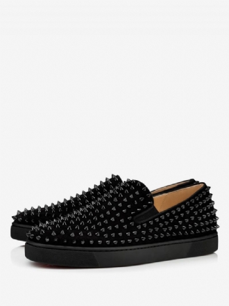 Män Herr Svart Mocka Slip-on Spike Sneakers Prom Bröllopsskor