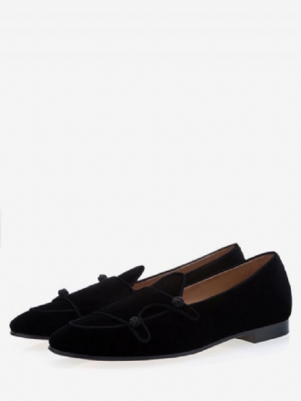 Män Herr Svart Sammet Monk Strap Loafers Rund Toe Prom Party Bröllopsskor