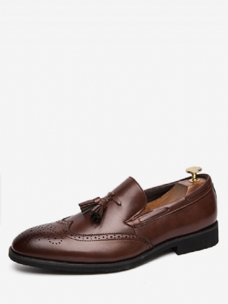 Män Herr Svart Wingtip Loafer Slip-on Prom Party Bröllopsskor Med Tofs