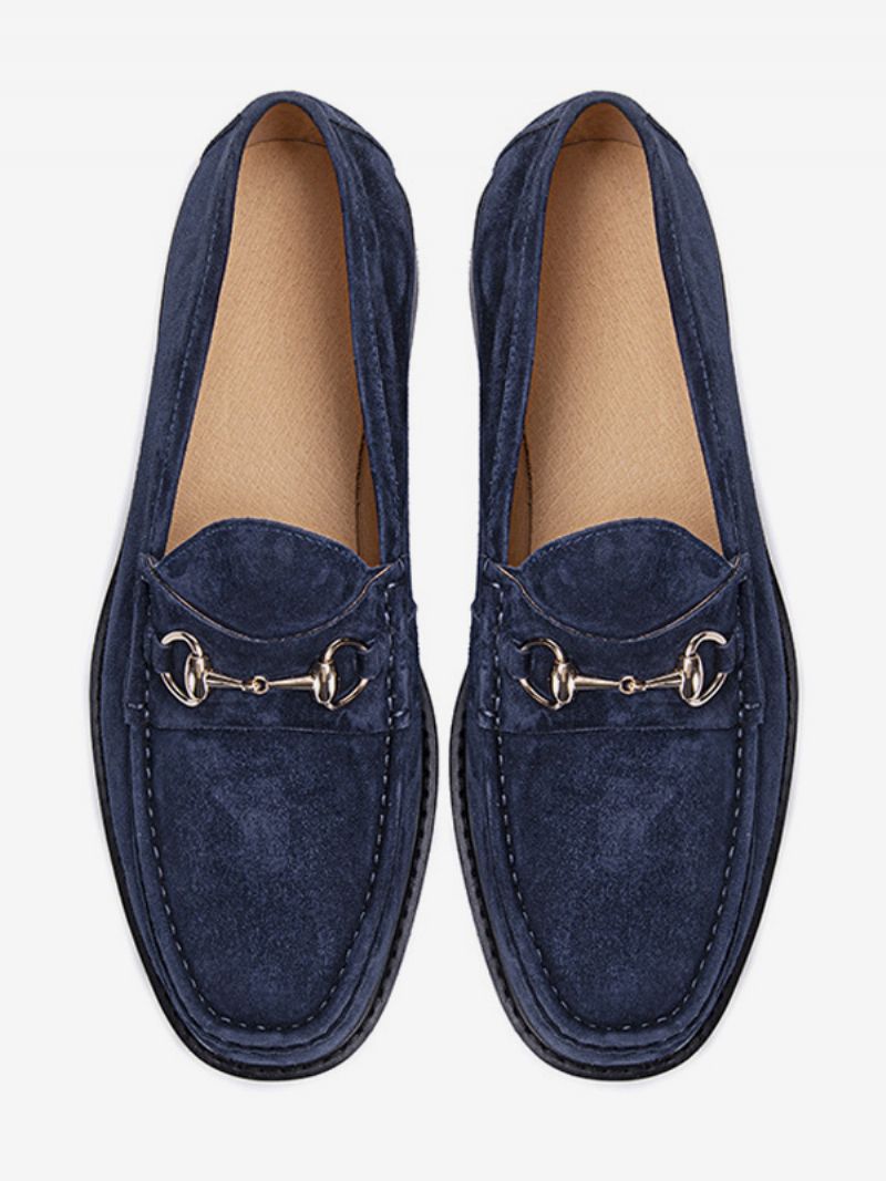 Män Kid Skin Slip-on Loafer Skor Prom Bröllopsskor - Blå