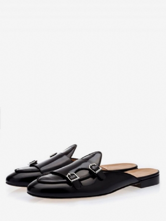 Män Svart Monk Strap Loafer Mules Slip-on Prom Dress Skor