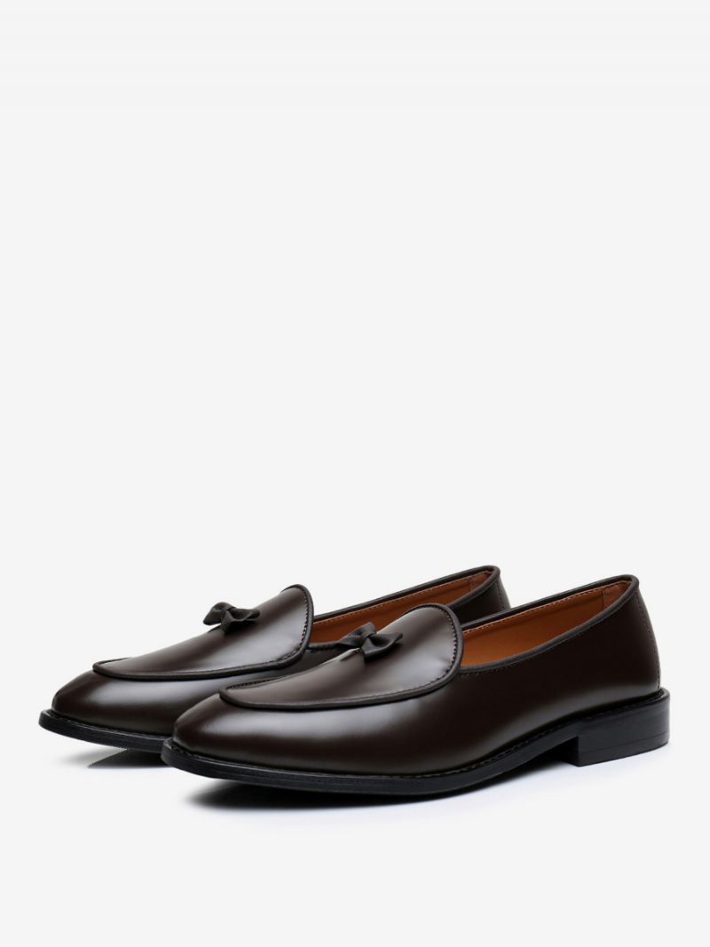 Mäns Kohud Slip-on Herr Loafer Bow Dress Prom Bröllopsskor