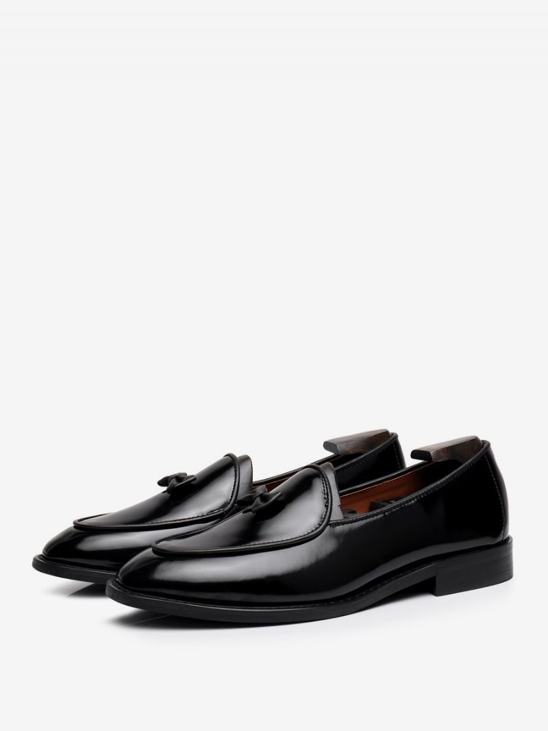 Mäns Kohud Slip-on Herr Loafer Bow Dress Prom Bröllopsskor - Svart