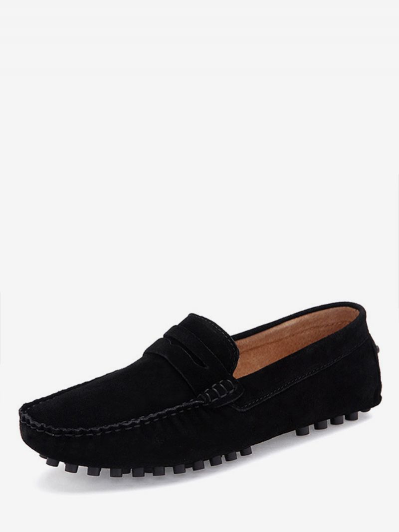 Mäns Loafer Skor Slip-on Monk Strap Rund Tå Mockaläder - Svart