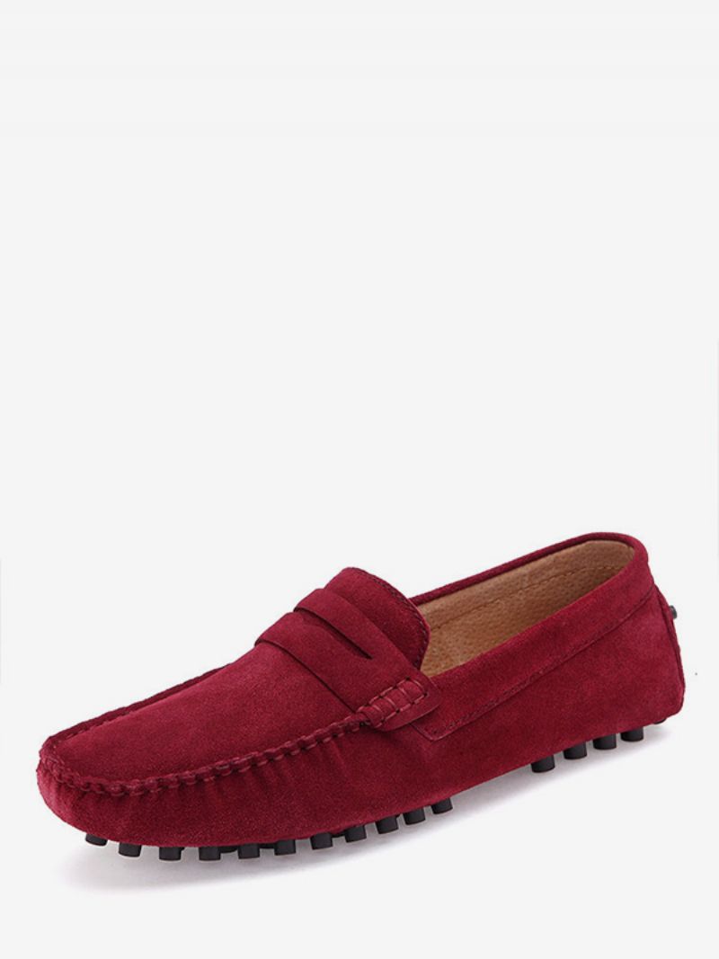 Mäns Loafer Skor Slip-on Monk Strap Rund Tå Mockaläder - Vröd