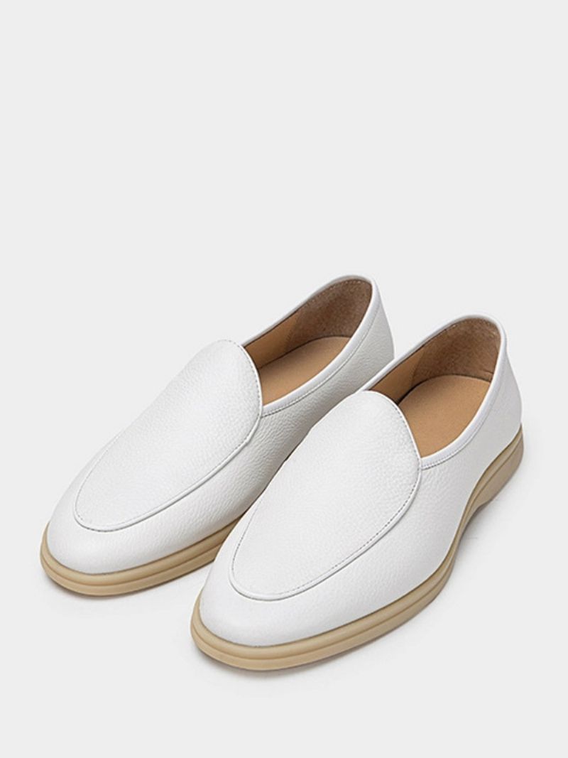 Mäns Loafer Slip-on Rund Toe Kohud Skor