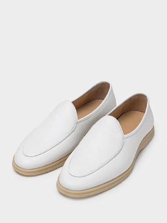 Mäns Loafer Slip-on Rund Toe Kohud Skor