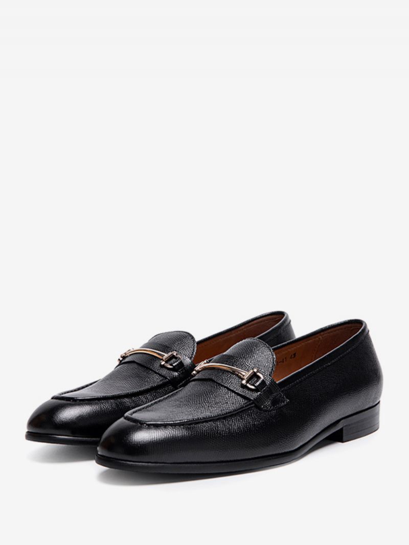 Mäns Slip-on Round Toe Kohud Loafer Prom Bröllopsskor