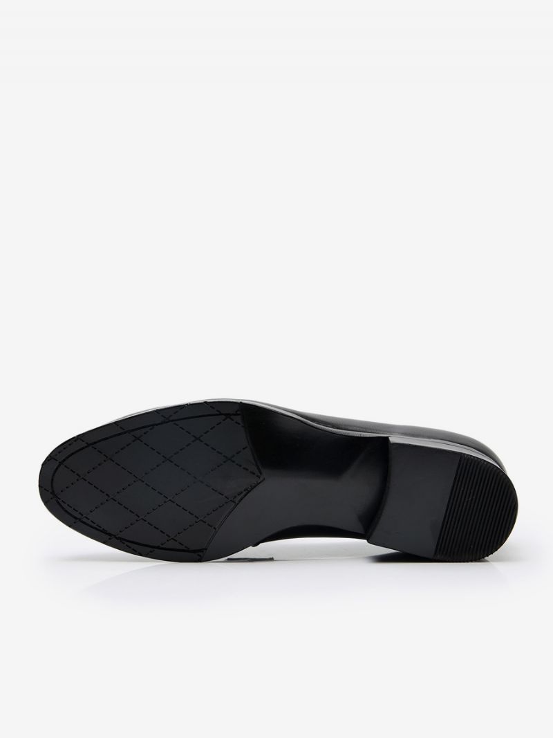 Mäns Slip-on Round Toe Kohud Loafer Prom Bröllopsskor - Svart