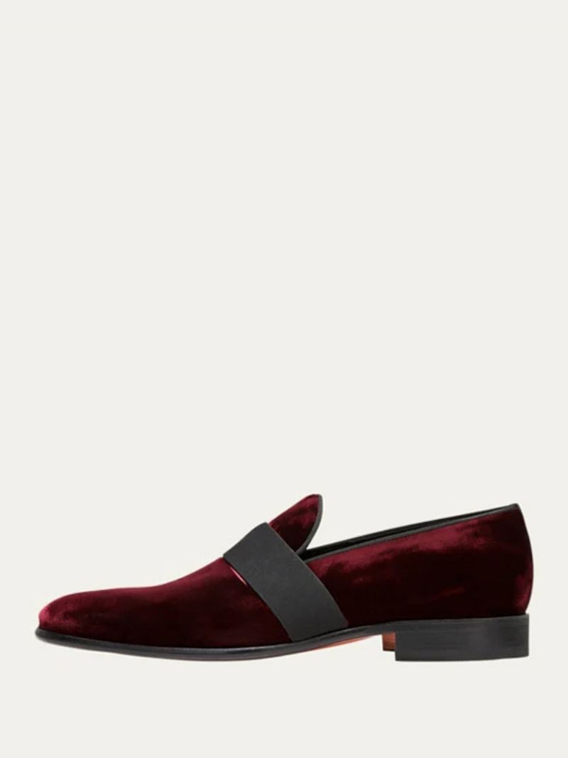 Mocka Rund Tå För Män Slip-on Grosgrain Strap Across Vamp Prom Party Bröllop Loafers