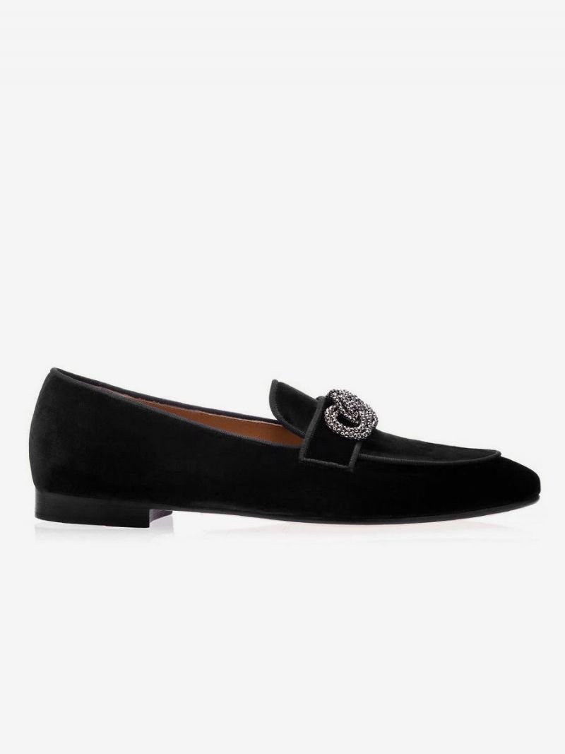 Mockaläder Metalldetaljer Herr Loafer Skor Slip-on Prom Bröllopsskor - Svart