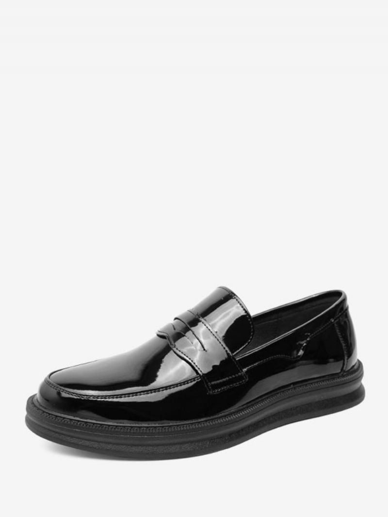 Penny Loafers För Män Vit Rund Tå Slip-on Formella Skor - Svart